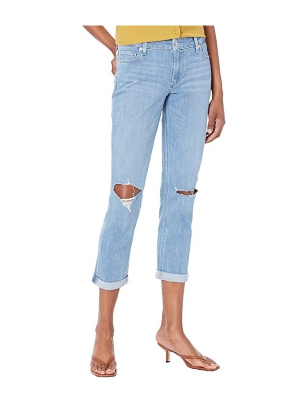 PAIGE Brigitte Ripped Straight Leg Jeans in Ratatouille Destructed, Size 33